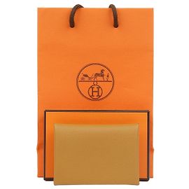 Hermès Duo Leather Wallet Gold Golden