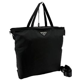 Prada Triangle Logo Nylon Shoulder Bag Brown