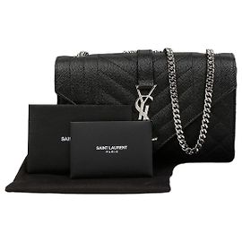 Autre Marque Bolsa Envelope Small Mix Matelassé em preto com ferragens prateadas Prata