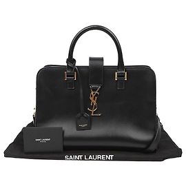 Autre Marque Small Black Cabas Tote Shoulder Bag with Gold Hardware Black