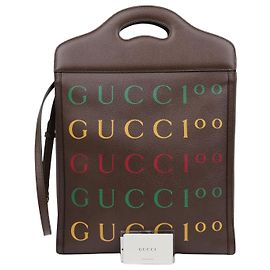 Gucci Sac cabas en cuir grand marron Marron