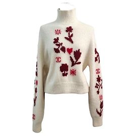 Pull court en cachemire Chanel blanc Blanc