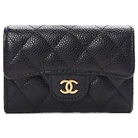 Chanel Classic Card Holder Black Gold Black
