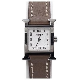 Hermès HOUR PM Mini Silver Strap Damenuhr Silber