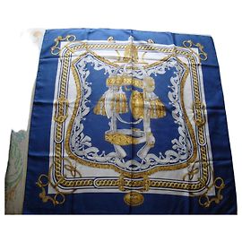 Hermès Bride de Cour Seidentuch - Blau/Gold Blau Golden