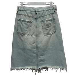 Miu Miu Jupe en denim avec patch logo Bleu