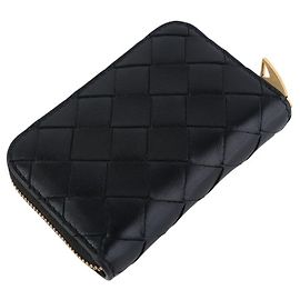 Bottega Veneta Tiny Zip Around Card Holder Brown