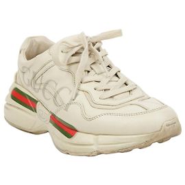 Gucci Raiton Vintage Logo Leder-Sneaker Ivory Weiß