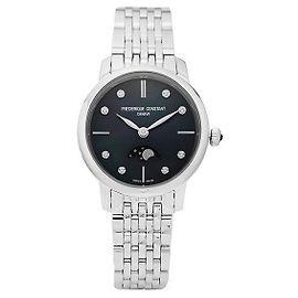 Autre Marque Relógio de aço Slimline Moonphase para mulher Multicor