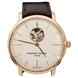 Autre Marque Slimline Heartbeat Rose Gold Automático Pulseira de Couro Rosa