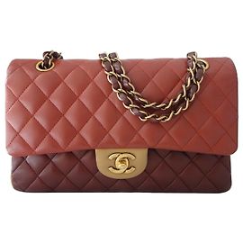 Borsa Chanel Classic Medium Tricolore Marrone Rosso Beige