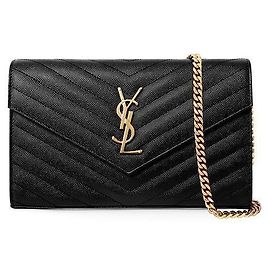 Autre Marque Bolsa de Corrente Dourada Cassandra Monogram Matelassé Preto
