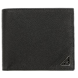 Prada Vitelho Grain Leather Bi-Fold Wallet stamp: Black
