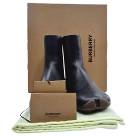 Burberry Phoenix Leather Sock Ankle Boots Size Black