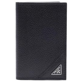 Prada Vitello Flap Cardholder Black stamp: Black