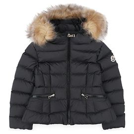 Moncler BOEDETTE Hooded Padding Jacket with Shearling Trimming Black