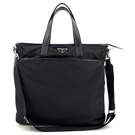 Prada Saco Tote e Saco de Ombro em Nylon com Logótipo Triangular Preto