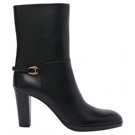 Autre Marque Botines de piel lisa Negro