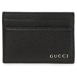 Gucci Logo Card Case Black Leather Black