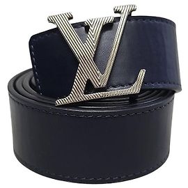 Louis Vuitton Navy Leather Reversible Belt Blue