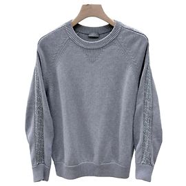 Dior Oblique Insert Knit Sweater Gray Brown
