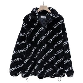 Balenciaga Multi Logo Wool Oversized Shearling Fleece Jacket Multiple colors