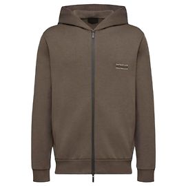 Moncler Sweat à capuche zippé en molleton de coton Marron