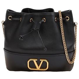 Valentino Borsa a secchiello a spalla con catena logo Marrone