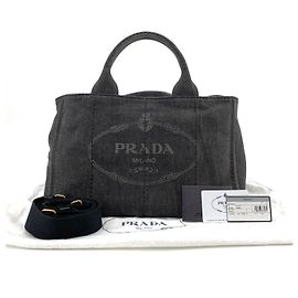 Prada Borsa Tote e a Tracolla Denim Kanafa Blu