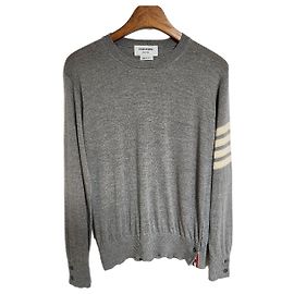Thom Browne Wool Gray Diagonal Armband Knit Brown