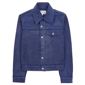 Maison Martin Margiela Denimjacke mit weiß gesticktem Logo Blau