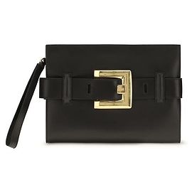 Balmain Black Lamb Ovis Aries Clutch Bag Black