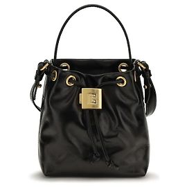 Balmain Black Calf Leather Bos Taurus Backet Bag Black