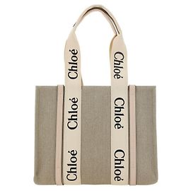 Bolsa de ombro Chloé Woody canvas bege Bege