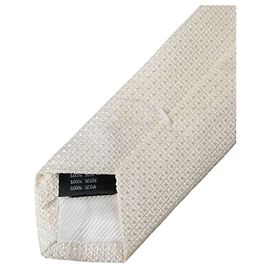 Dolce & Gabbana Off White Patterned Silk Classic Adjustable Tie White