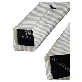 Dolce & Gabbana White Solid % Silk Adjustable Tie White