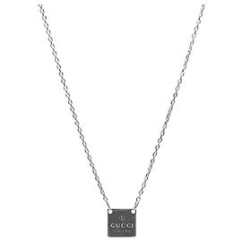 Gucci Collar de plata cuadrado Plata