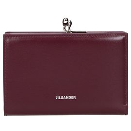 Carteira Jil Sander de couro vermelha com logótipo Vermelho