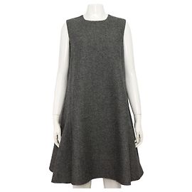 Dior Double Face Robe Dress Grey Virgin Wool Brown