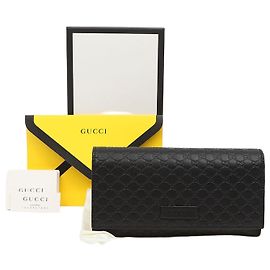 Gucci Portefeuille long à rabat Microsima Noir Noir