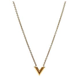Collier Louis Vuitton V Doré en Métal Doré