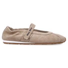 Miu Miu Bailarinas Plume Suede Castaño