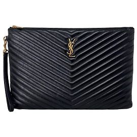 Autre Marque Monogram Matelassé Clutch Bag Black Black