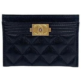 Chanel Caviar Boy Kartenetui Schwarz