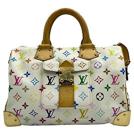 Louis Vuitton Borsa Tote Speedy Monogram Multicolor Canvas White Bianco
