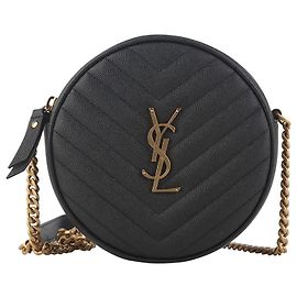Autre Marque Borsa camera rotonda in vinile Monogram Chevron Nero
