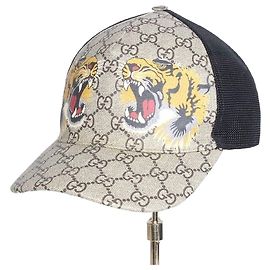 Gucci Boné Mesh Tiger Supreme Marrom
