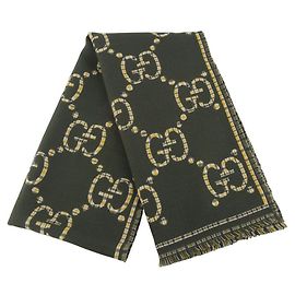 Gucci Cachecol de Lã com Padrão GG Preto