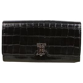 Burberry TB Logo Long Wallet Brown Leather Brown