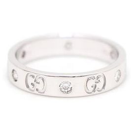 Gucci White Gold Diamond Interlocking Icon Ring White